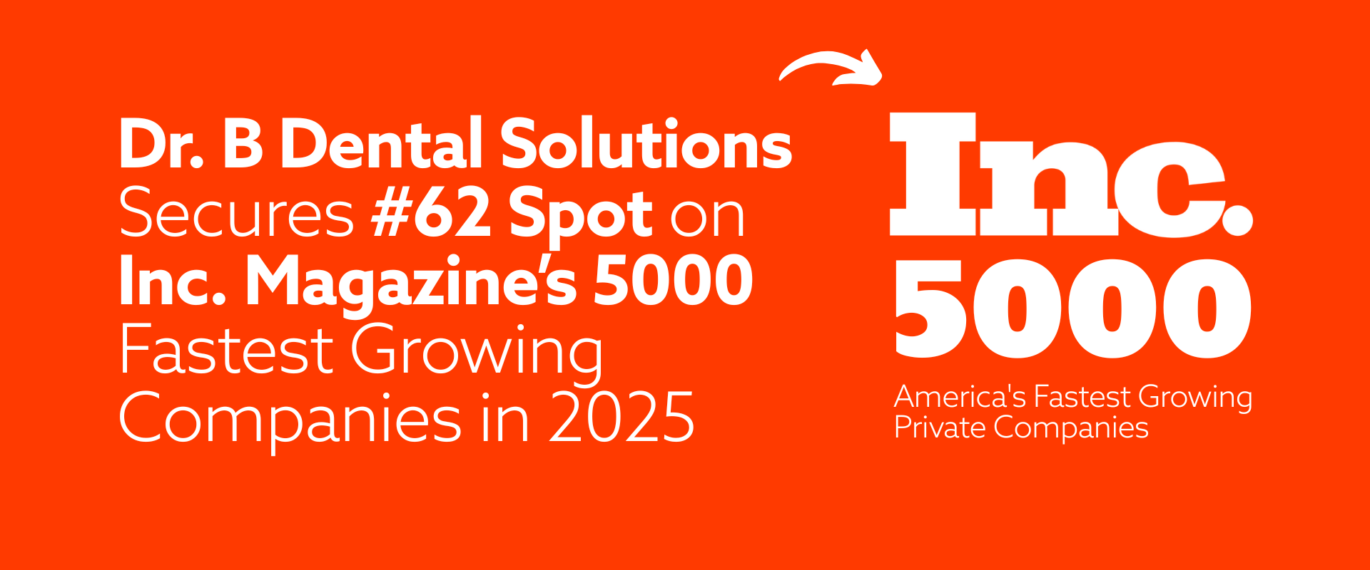 Dr. B Dental Solutions Secures #62 Spot on Inc. Magazine’s 5000 Fastest Growing Companies in 2025 - Dr. B Dental Solutions