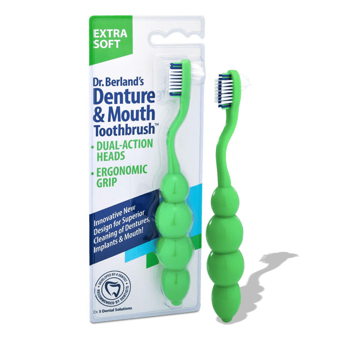 3 Pack Denture & Mouth Toothbrush - Dr. B Dental Solutions extra soft brush cleaning dentures, partials, implants & mouth 7
