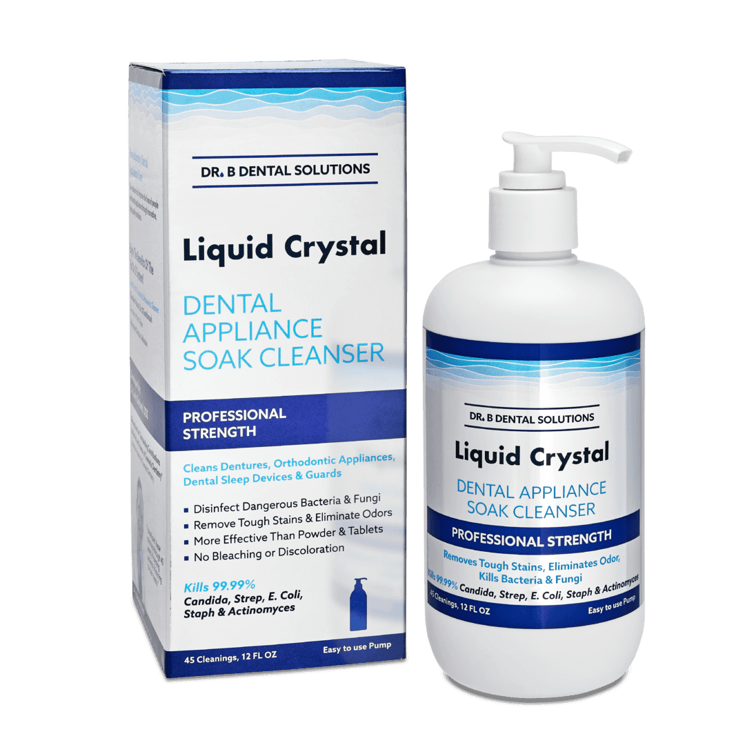 Liquid Crystal Soak Cleanser - Dr. B Dental Solutions- disinfecting cleaner for dentures, retainers, aligners, nightguards 9