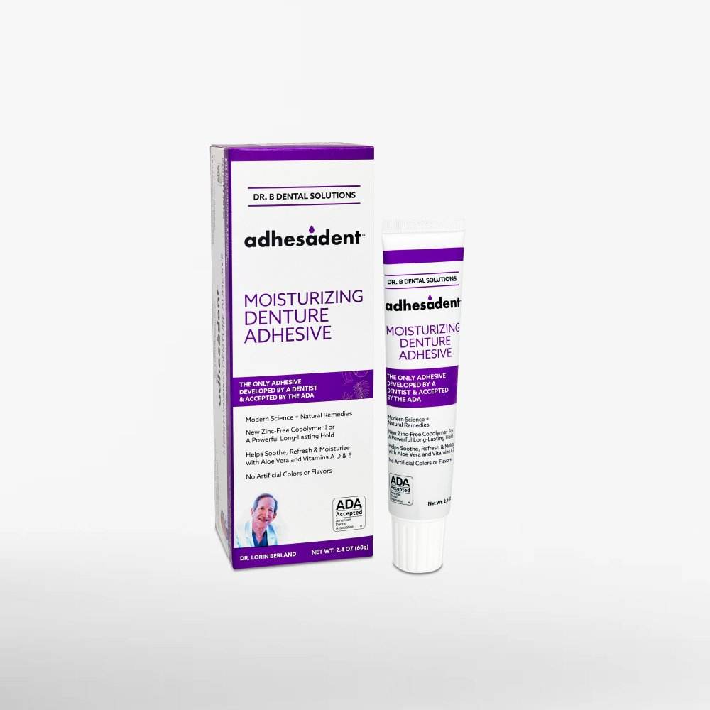 Adhesadent Denture Adhesive Case Pack 24 Units - Dr. B Dental Solutions strong hold, long lasting, denture glue 1
