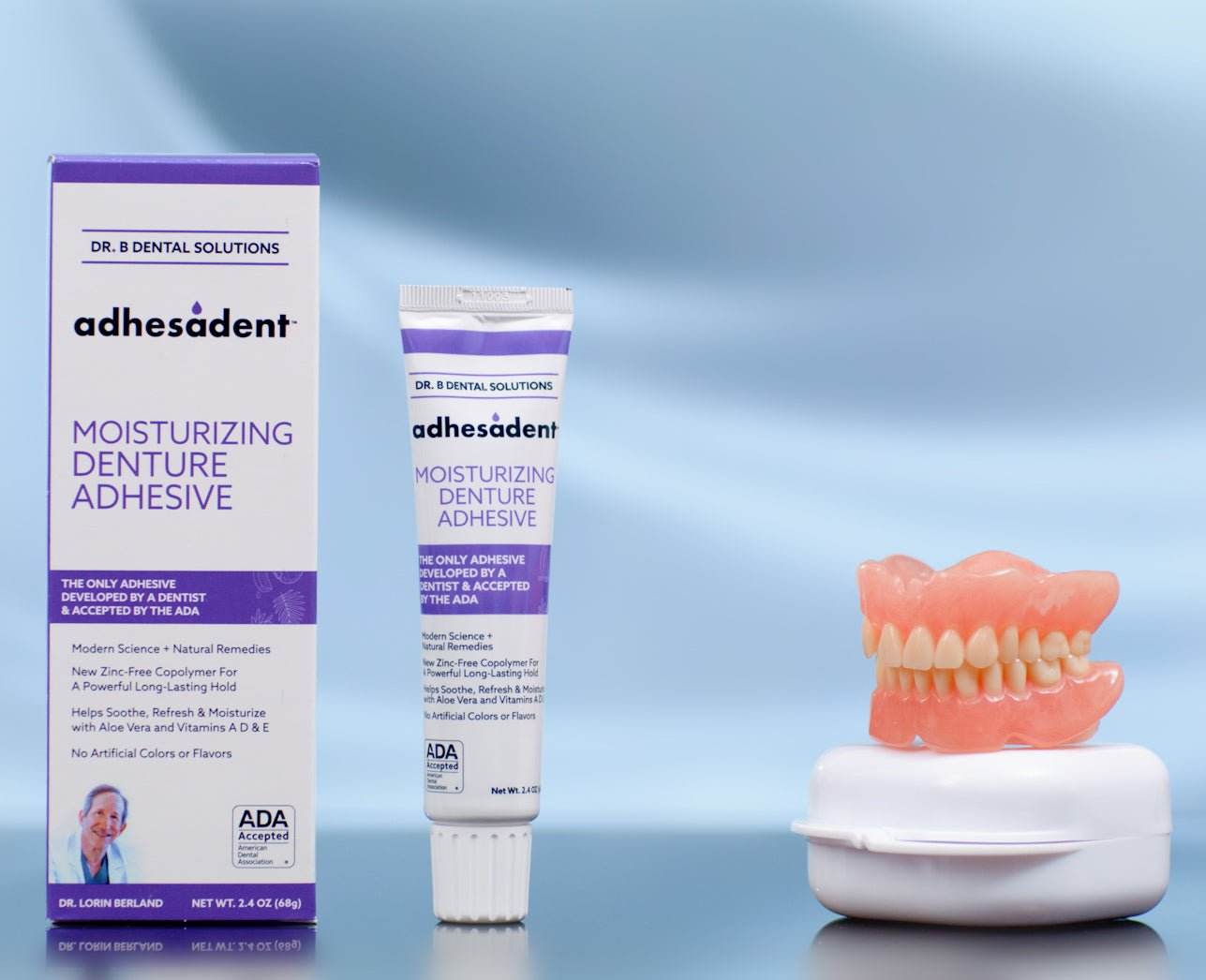 Adhesadent Denture Adhesive Case Pack 24 Units - Dr. B Dental Solutions strong hold, long lasting, denture glue 4