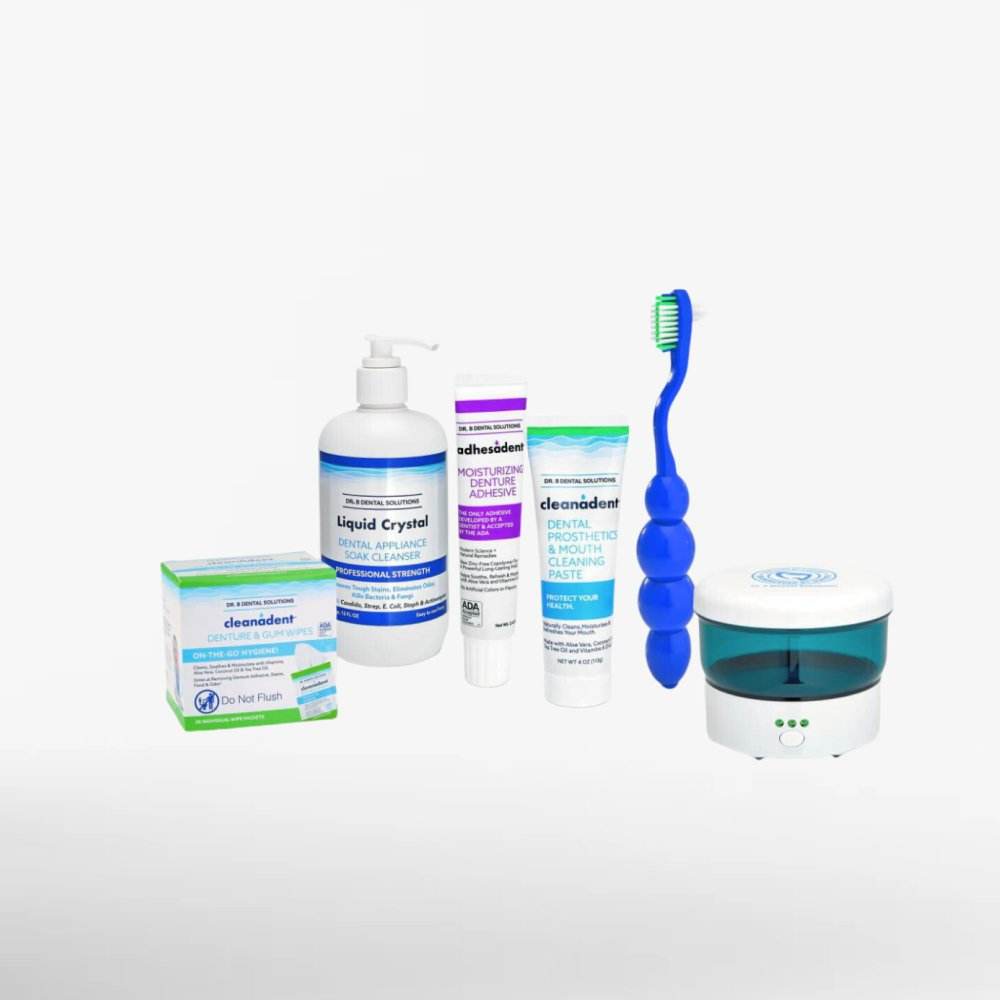 Denture Starter Kit Case Pack 24 Units - daily denture care system denture adhesive, soak cleanser, ultrasonic & more 1