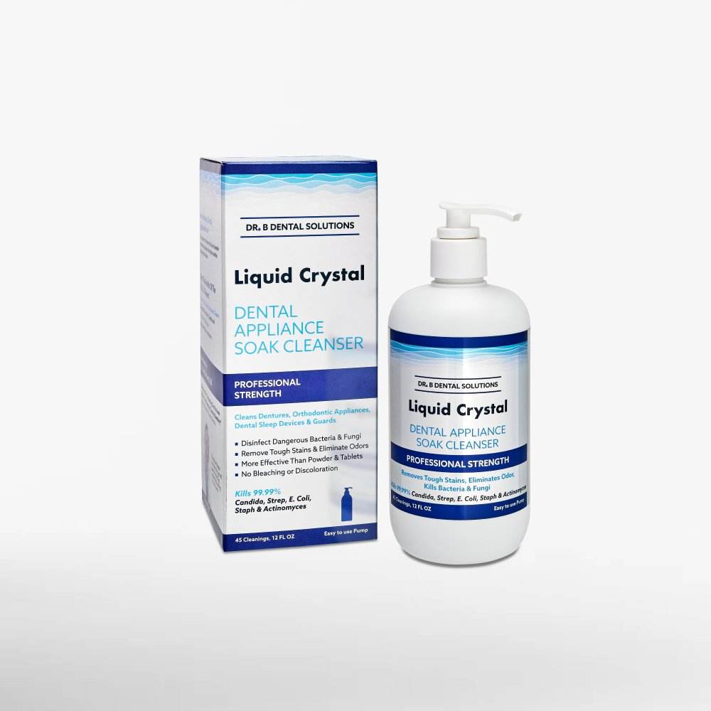 Liquid Crystal Soak Cleanser - Dr. B Dental Solutions- disinfecting cleaner for dentures, retainers, aligners, nightguards 1