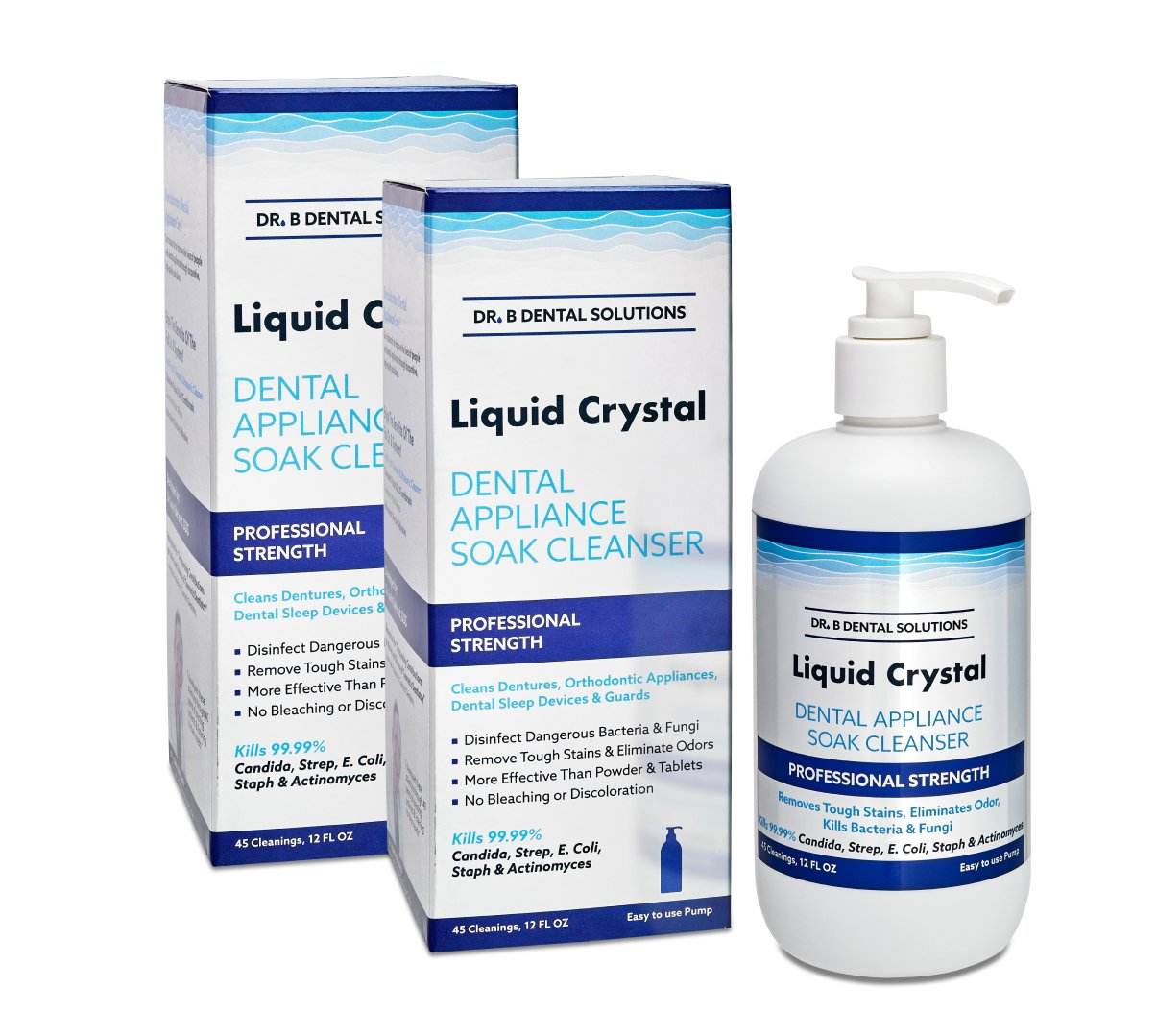 Liquid Crystal Soak Cleanser - Dr. B Dental Solutions- disinfecting cleaner for dentures, retainers, aligners, nightguards 11