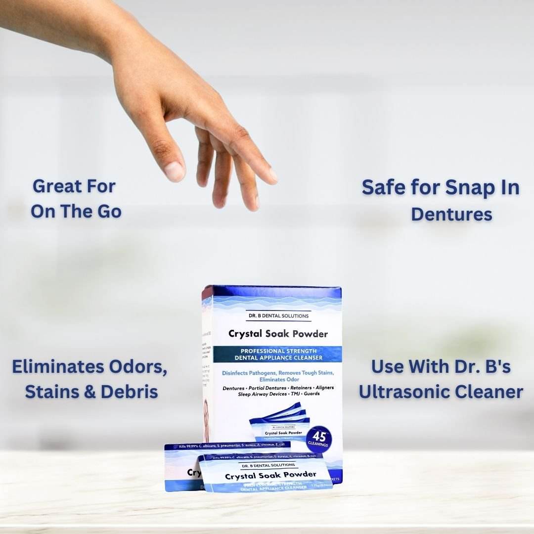 Powder Crystal Soak Cleanser Case Pack 24 Units - Dr. B Dental Solutions disinfecting cleaner dentures retainers aligners -7