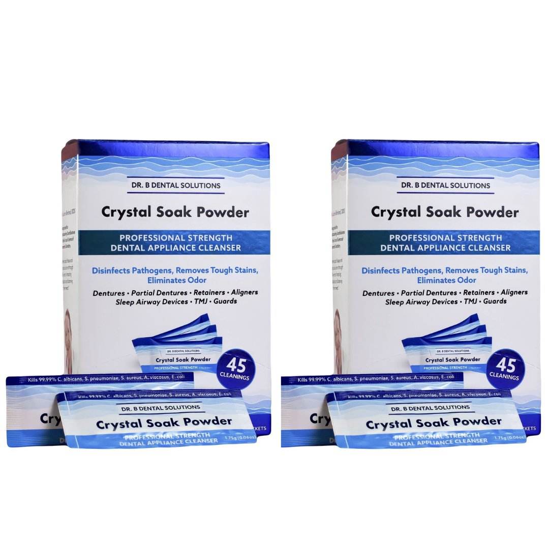 Powder Crystal Soak Cleanser - Dr. B Dental Solutions disinfecting cleaner for dentures retainers aligners snoring -11