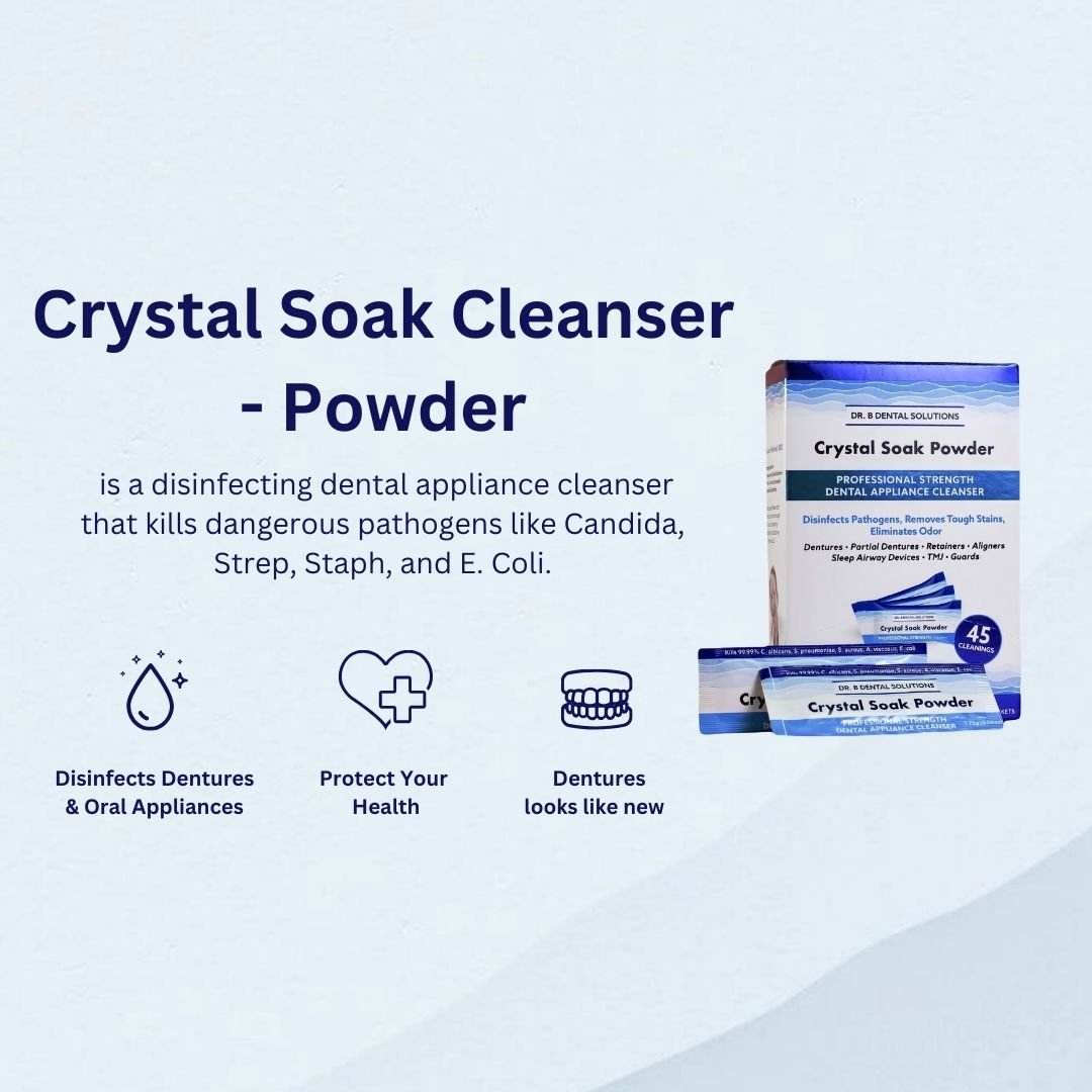 Powder Crystal Soak Cleanser - Dr. B Dental Solutions disinfecting cleaner for dentures retainers aligners snoring -6