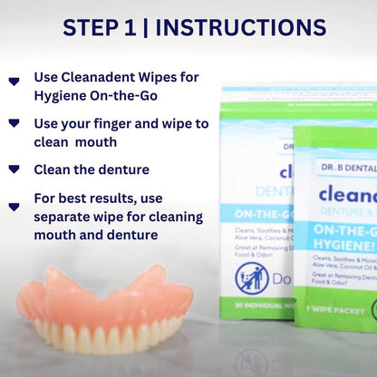 Cleanadent Wipes Case 24 Units - Dr. B Dental Solutions moist wipes for cleaning dentures, partial dentures and mouth 2