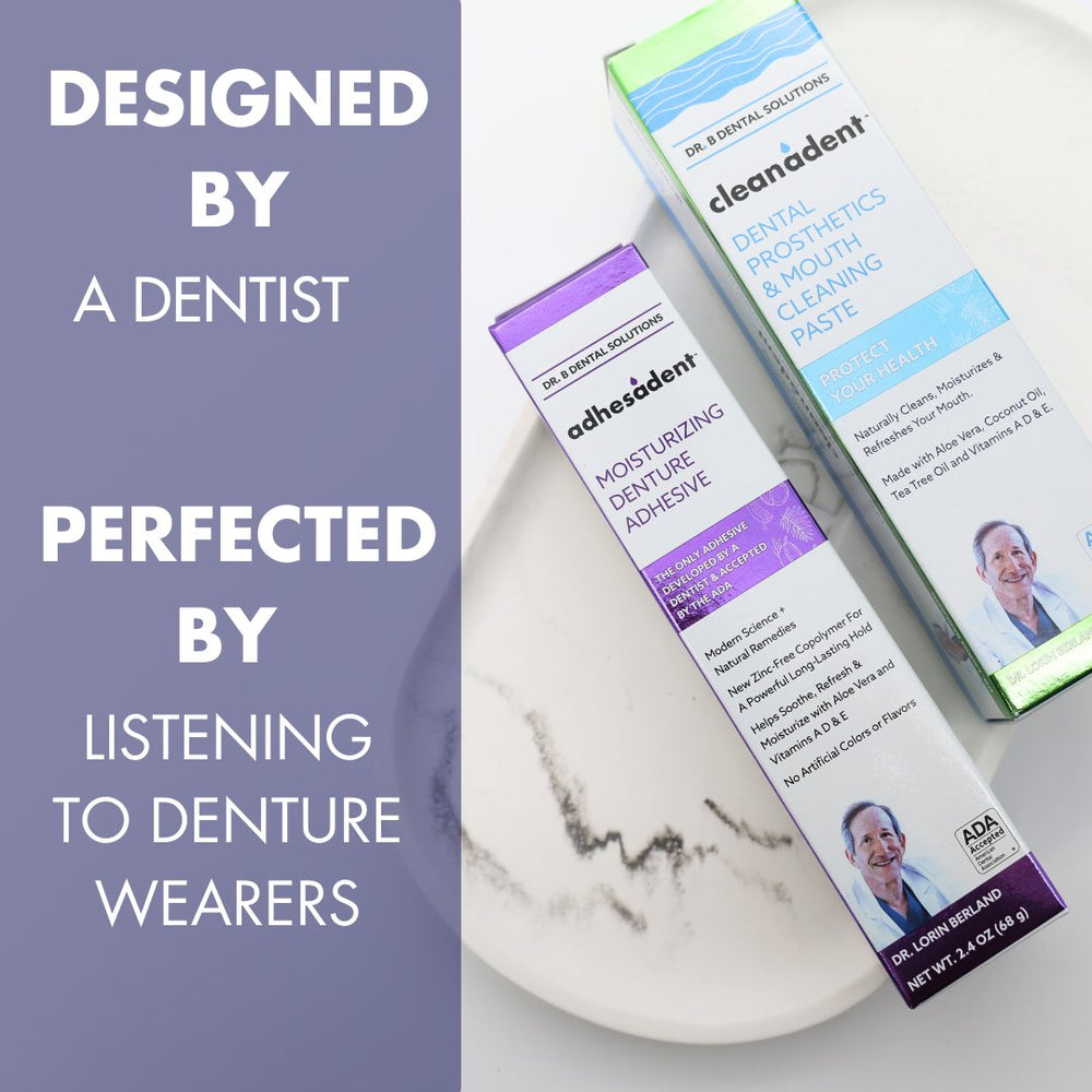 
                  
                    Denture Starter Kit - Dr. B Dental SolutionsDenture Starter KitB2CMultiL - DENTKITLiquid CrystalCleanadent Paste - Dr. B Dental SolutionsCleanadent PasteB2CSheffieldCP - 004SingleCleanadent Paste
                  
                