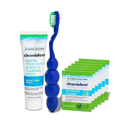 Fixed Hybrid Kit Dr. B Dental Solutions daily system for cleaning dentures implants mouth toothpaste toothbrush & wipes 13