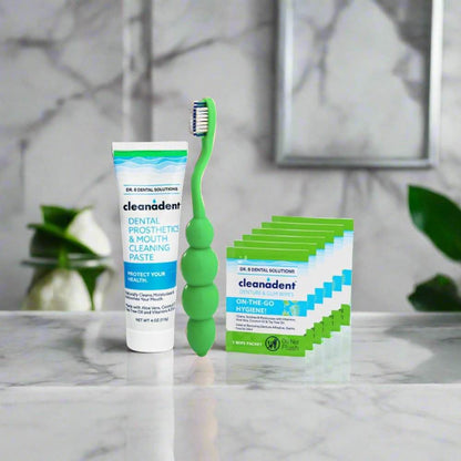 Fixed Hybrid Kit Dr. B Dental Solutions daily system for cleaning dentures implants mouth toothpaste toothbrush & wipes 16