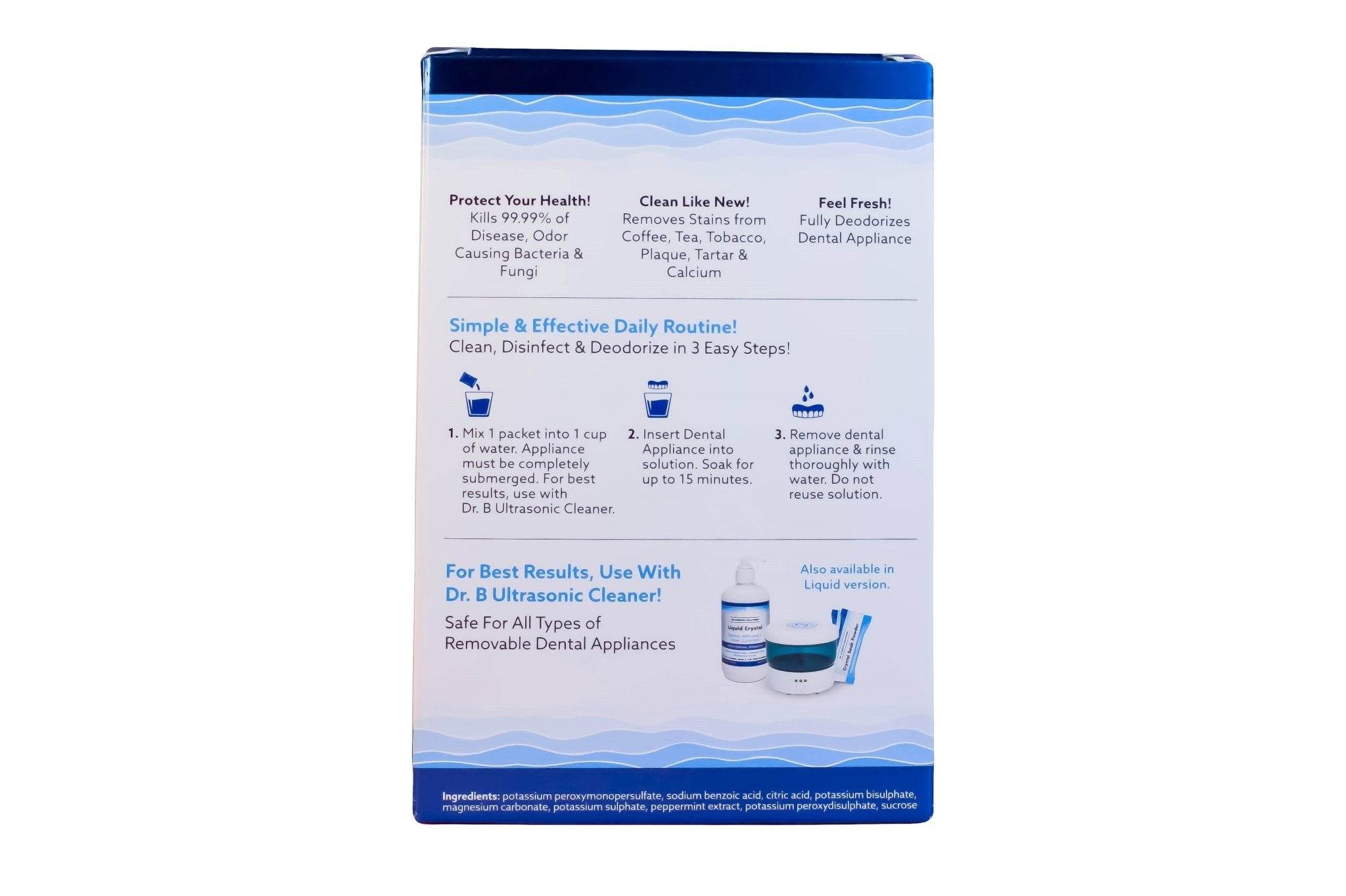 Powder Crystal Soak Cleanser - Dr. B Dental Solutions disinfecting cleaner for dentures retainers aligners snoring -10